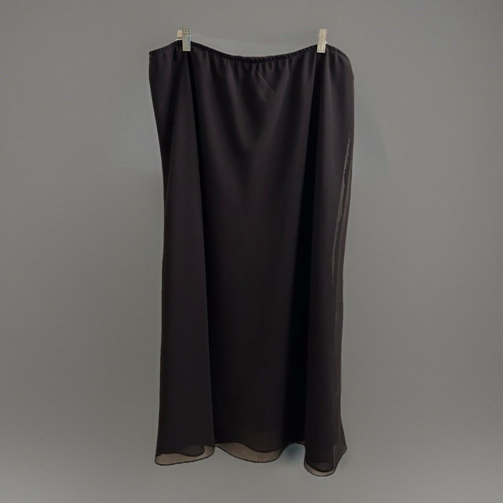 MSK Womens Chiffon Solid Elastic Waist A-line Midi Skirt, Black, 24W Whimsygoth - Picture 1 of 3